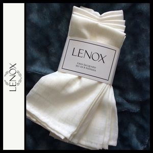 NWT Lenox Ivory Grid Jacquard Napkins